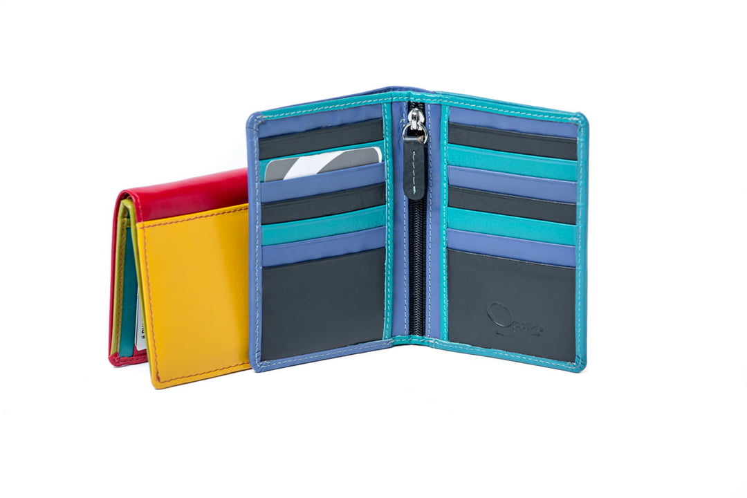 RUGGED HIDE LEATHER CARD HOLDER NAVY COMBO