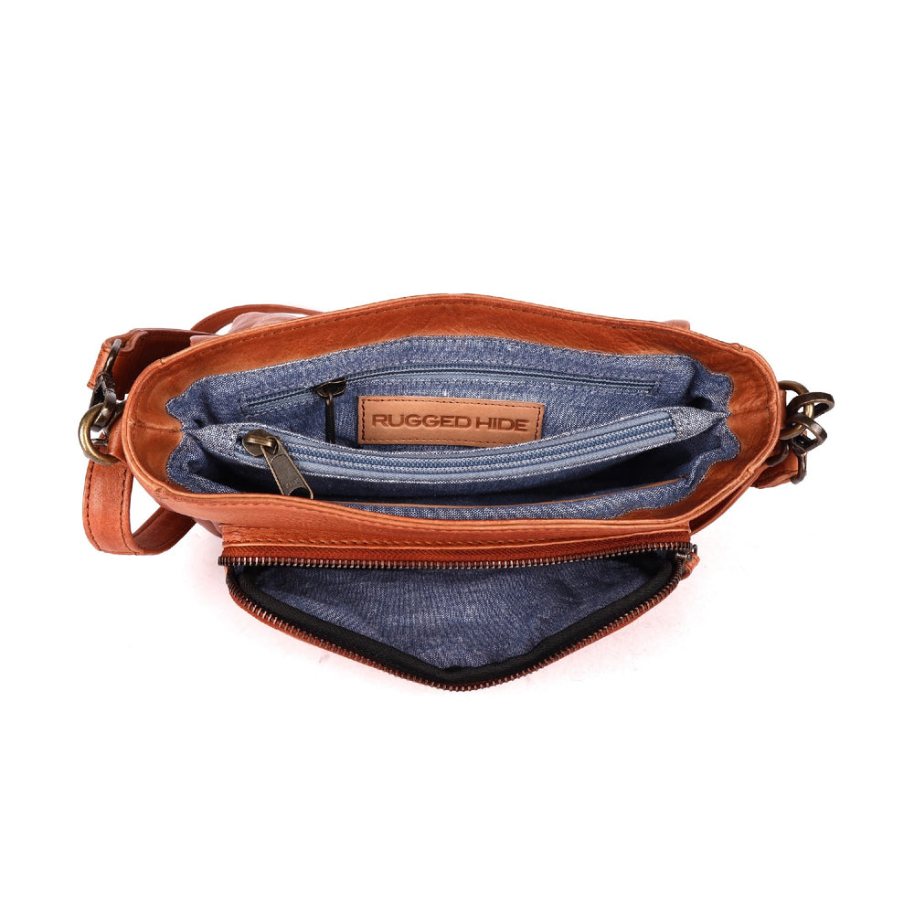 RUGGED HIDE LEIGH LADIES HANDBAG COGNAC