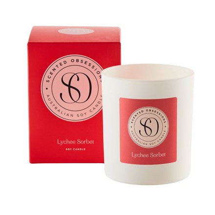 BRAMBLE BAY SCENTED OBSESSIONS SOY CANDLE LYCHEE SORBET