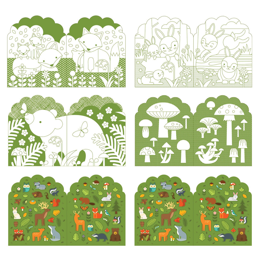 PETITE COLLAGE  WOODLAND COLOURING BOOK WITH STICKERS