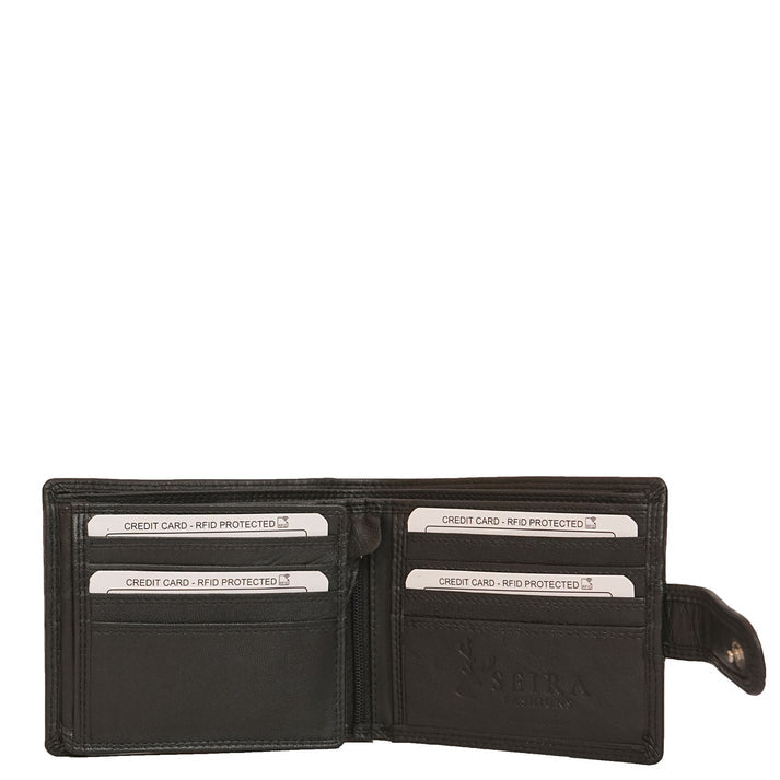 CENZONI MENS LEATHER WALLET ZMAT88L BLK