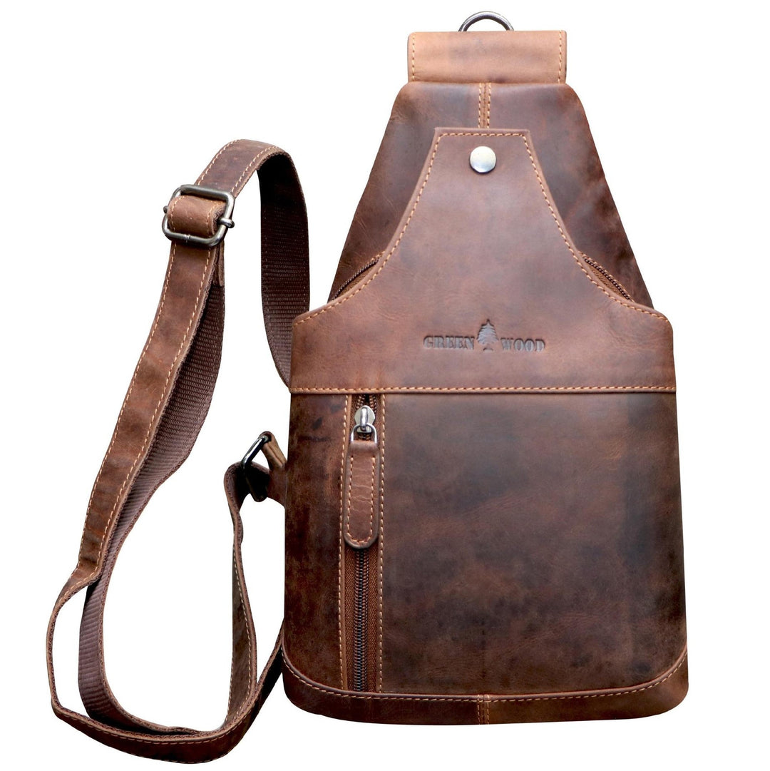 GREENWOOD LEATHER SLING BAG GW6449 KHAKI