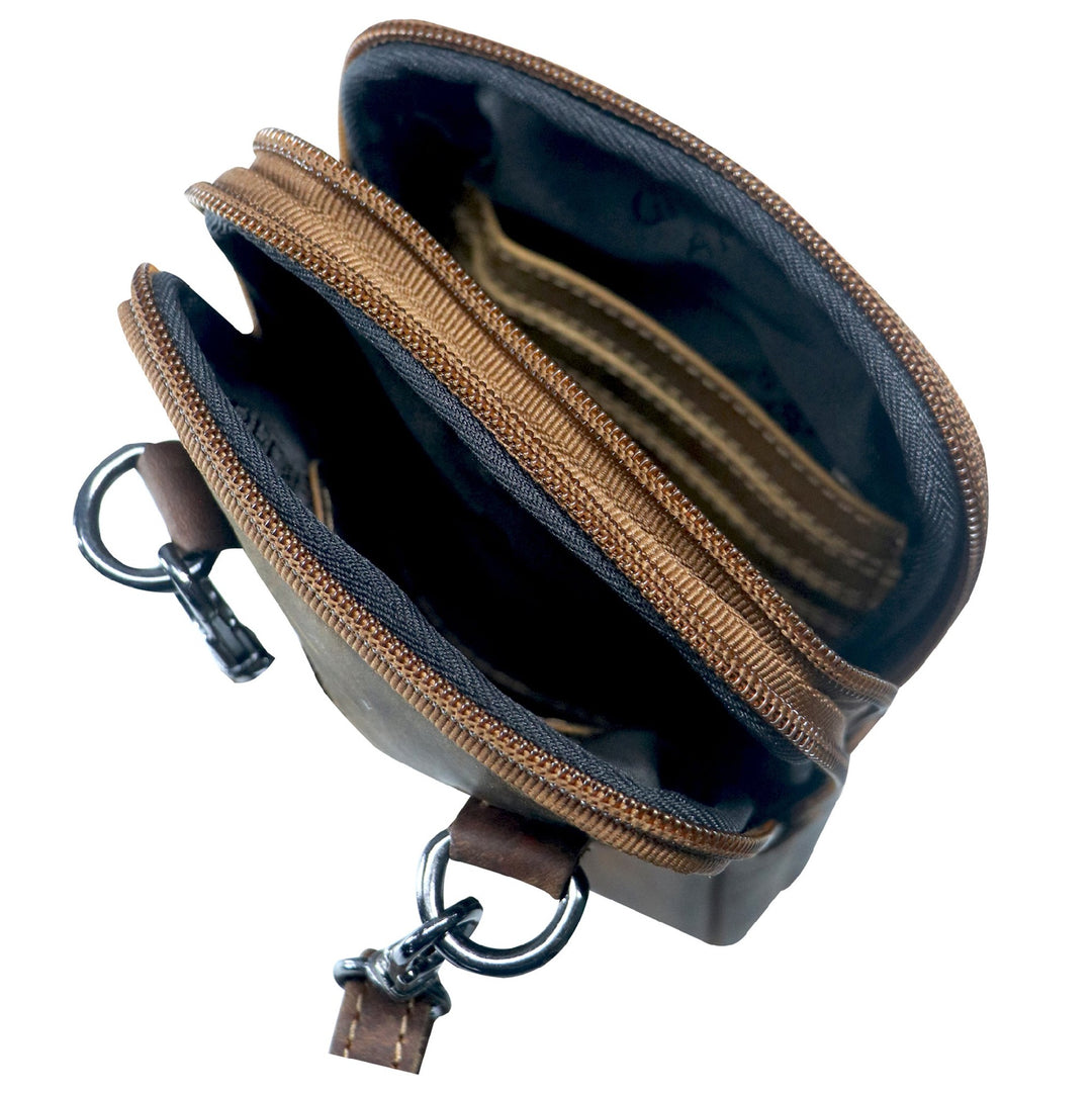 GREEN WOOD LEATHER SMALL MOBILE PHONE CROSSBODY BAG CAMEL GW22028