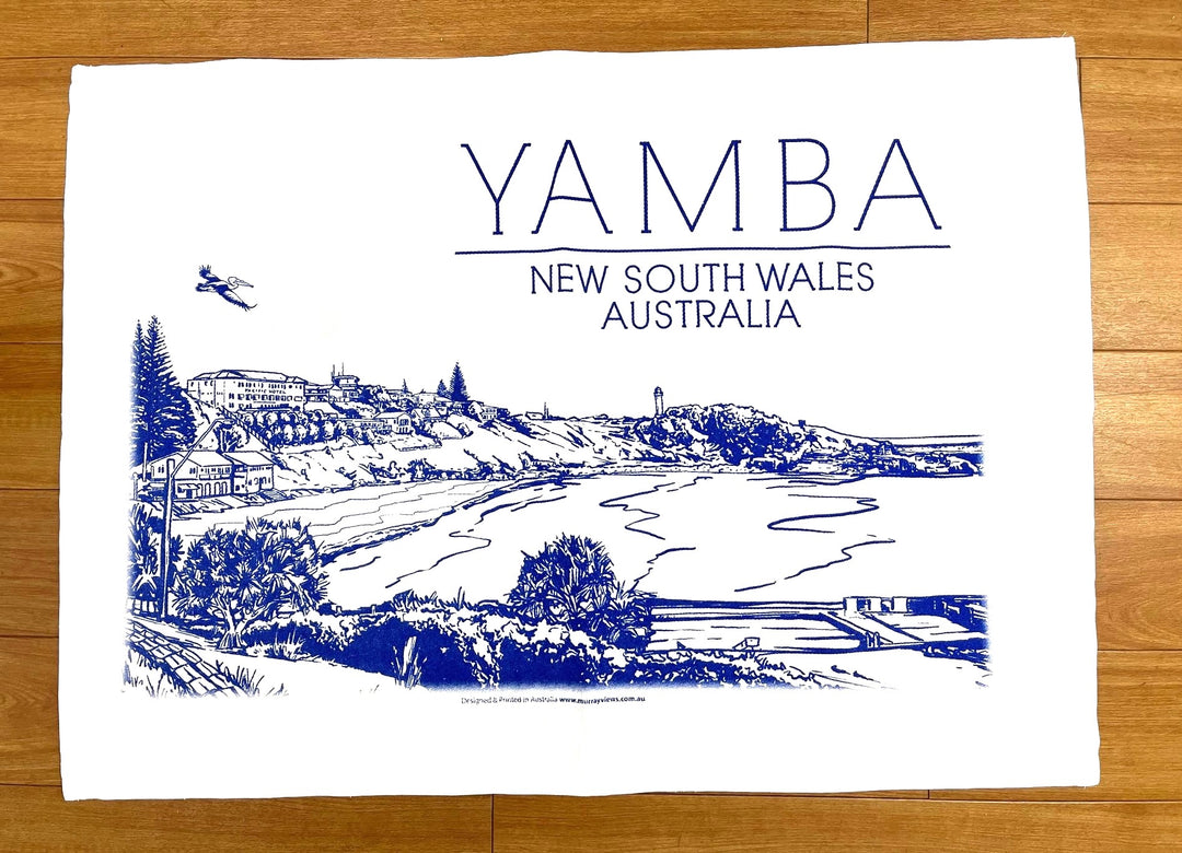 YAMBA SOUVENIR TEA TOWEL MAIN BEACH