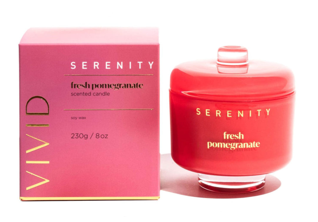 SERENITY VIVID SCENTED CANDLE FRESH POMEGRANATE