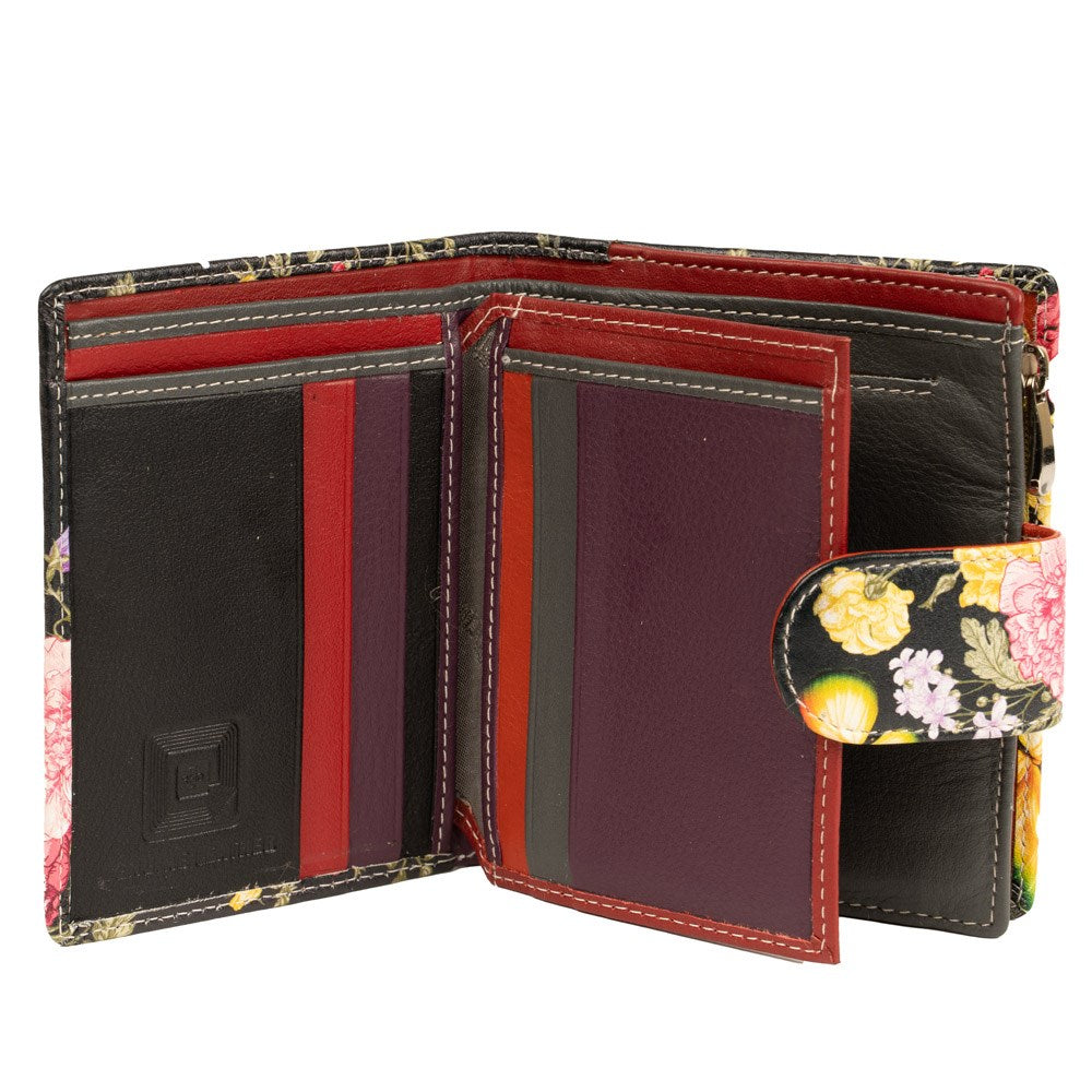 ATLAS LADIES WALLET TABBED FLORAL PRINT