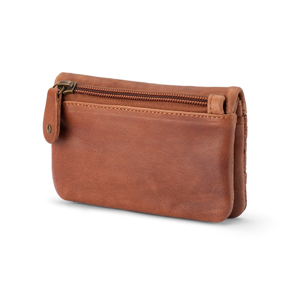 ATLAS LADIES WOVEN WALLET COGNAC